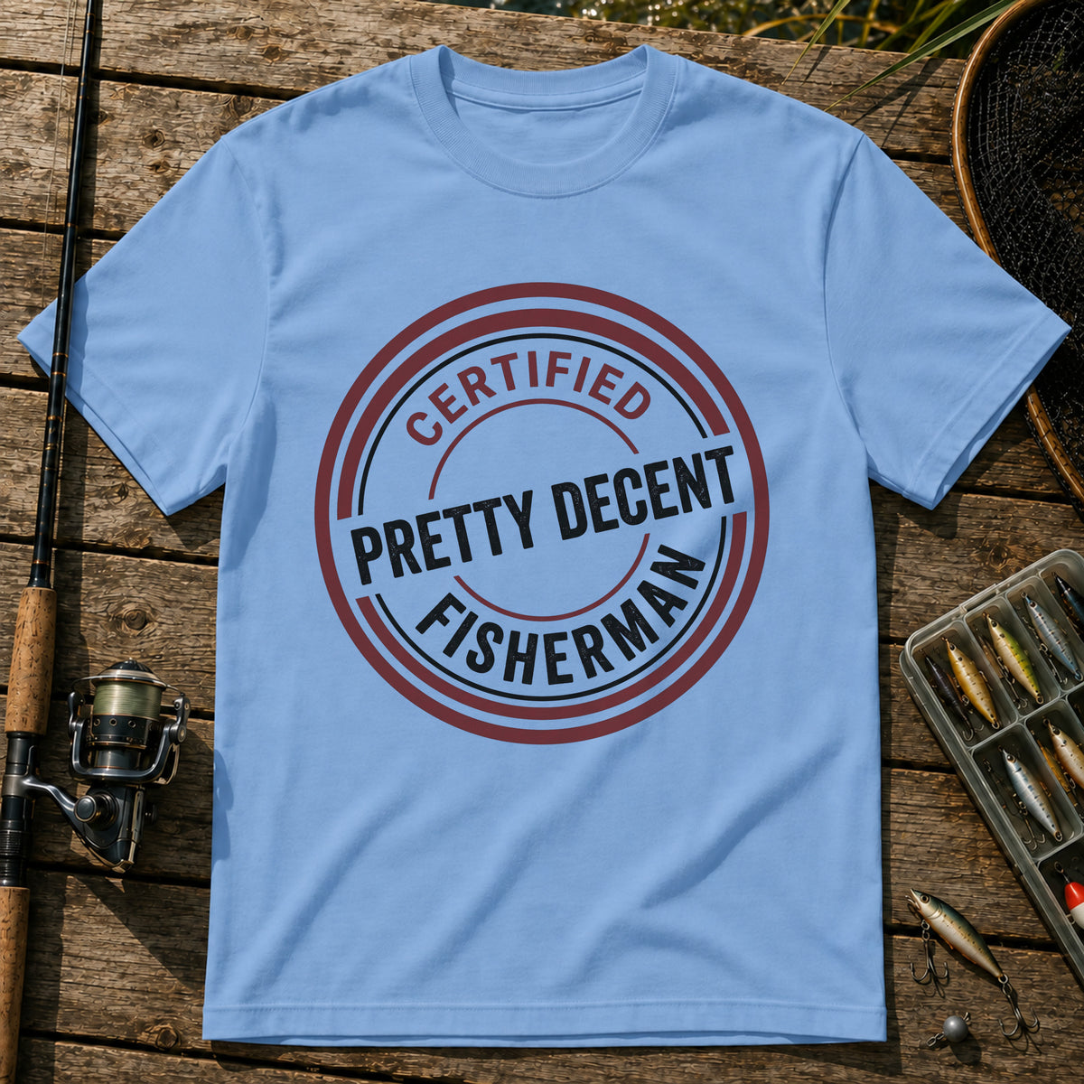 CERTIFIED PRETTY DECENT FISHERMAN T-Shirt in Blue