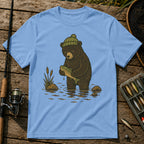 Bear Getting Fish T-Shirt in Blue