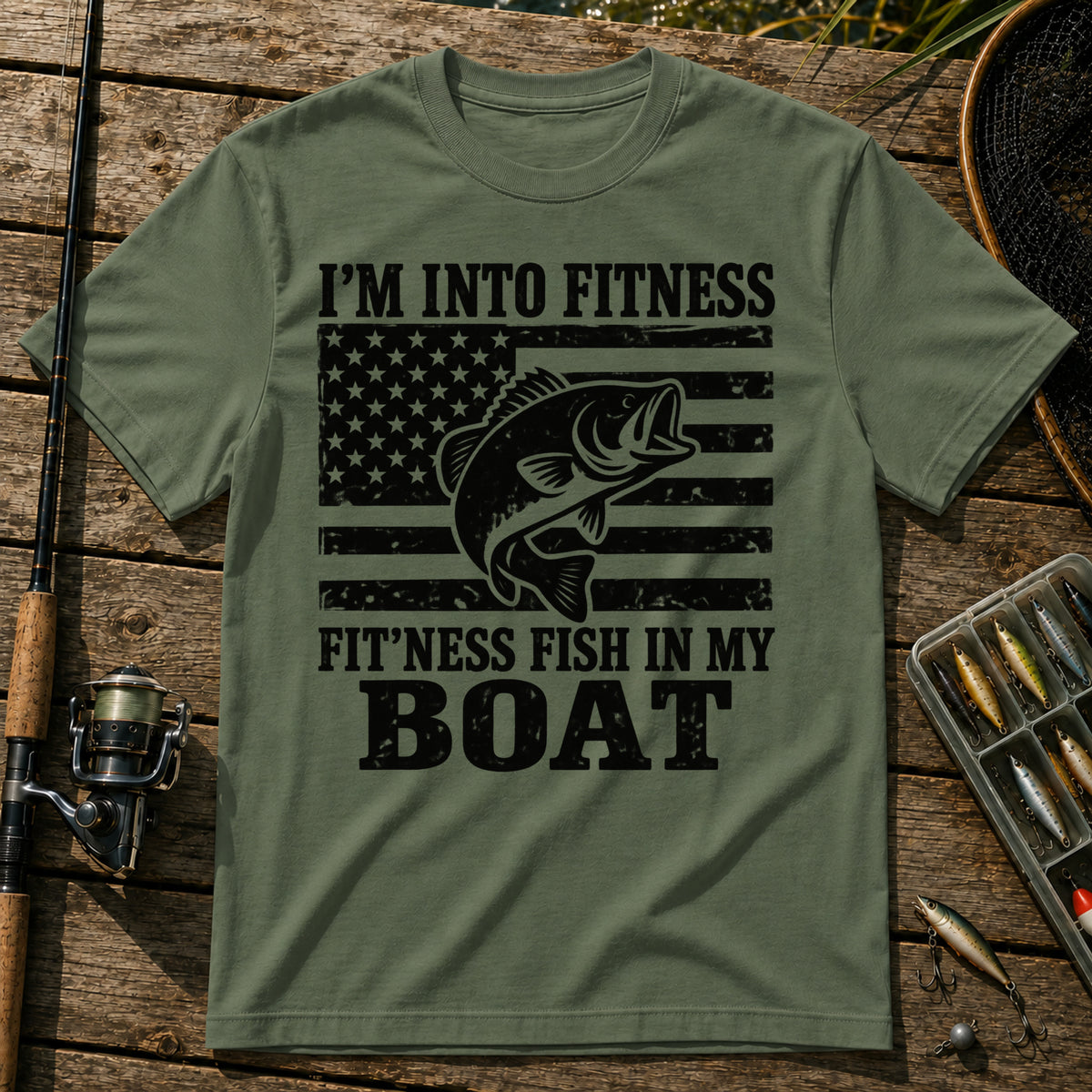 Fitness US T-Shirt in Military