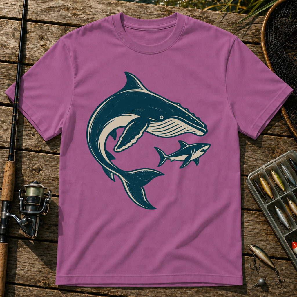 Whale And Shark T-Shirt in Berry