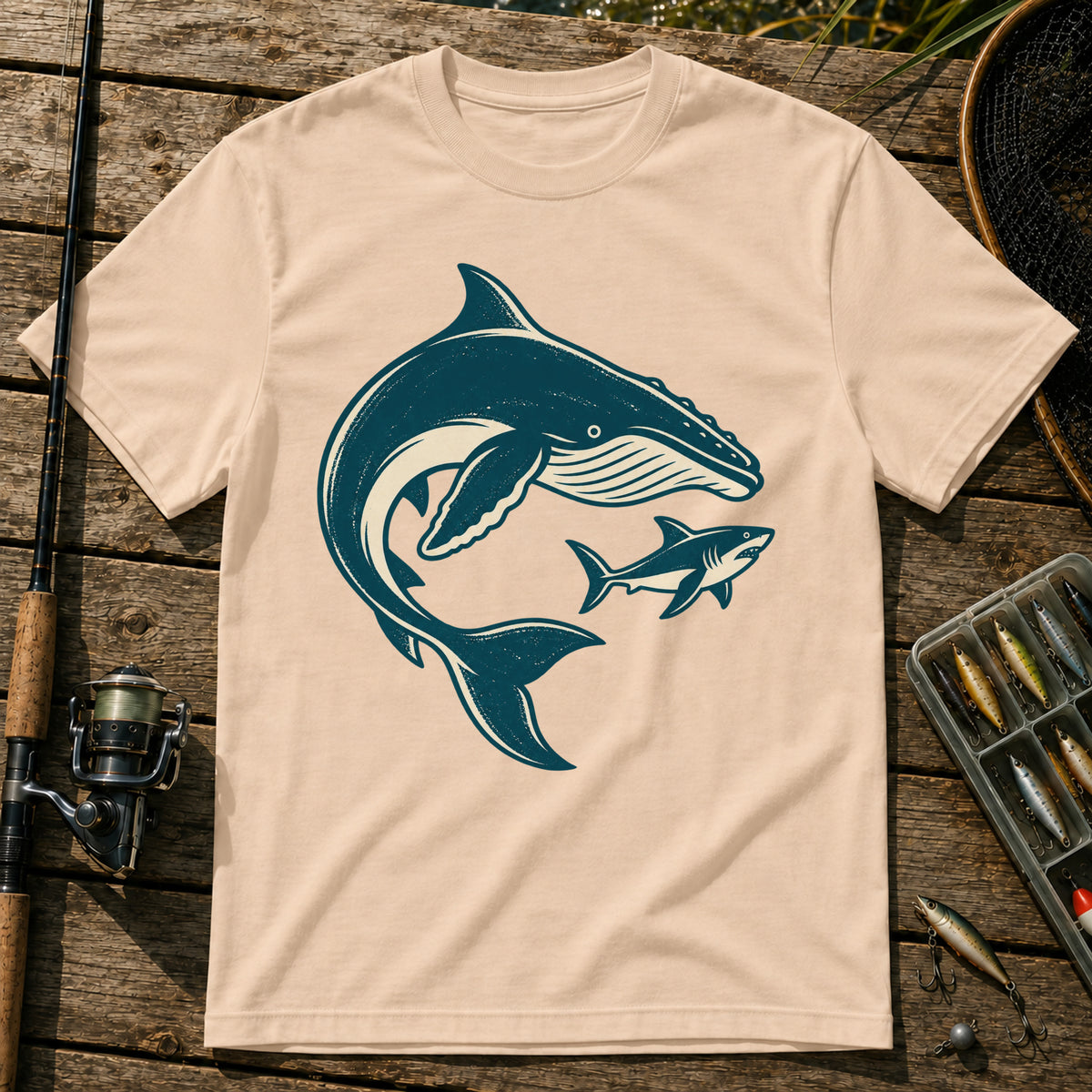 Whale And Shark T-Shirt in Cream
