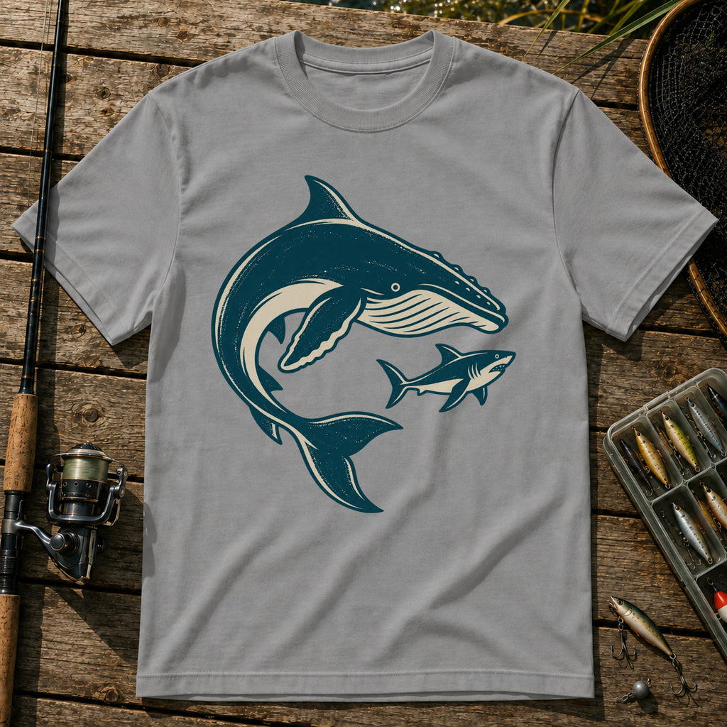 Whale And Shark T-Shirt in Grey