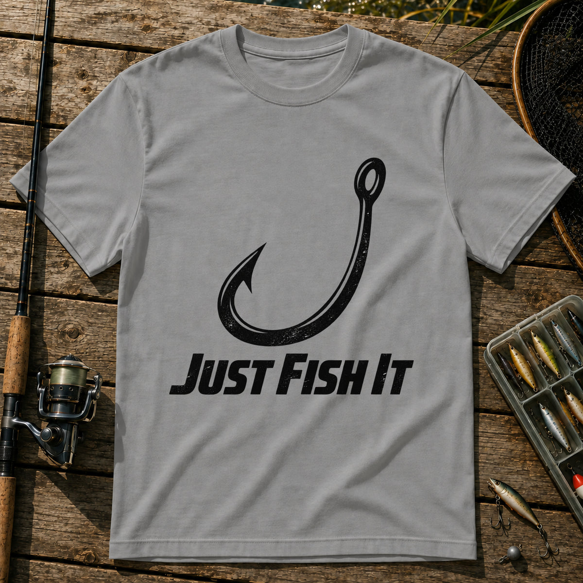 Just Fish It T-Shirt in Grey