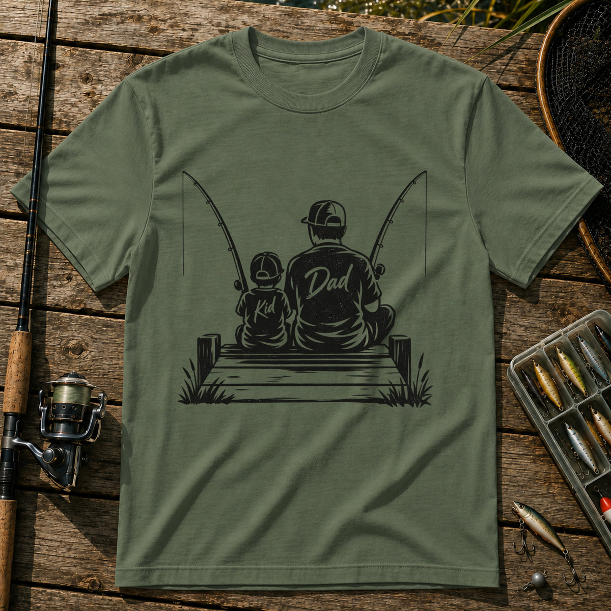 Dad and Kid T-Shirt in Military