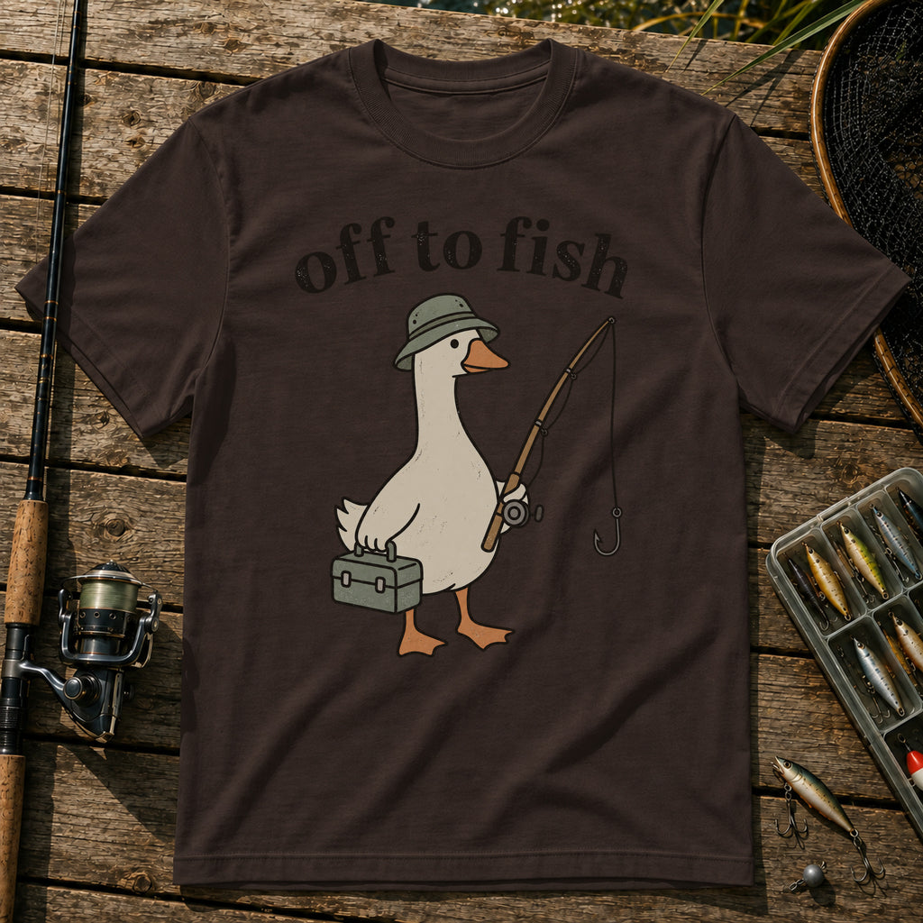 Off To Fish T-Shirt in Brown