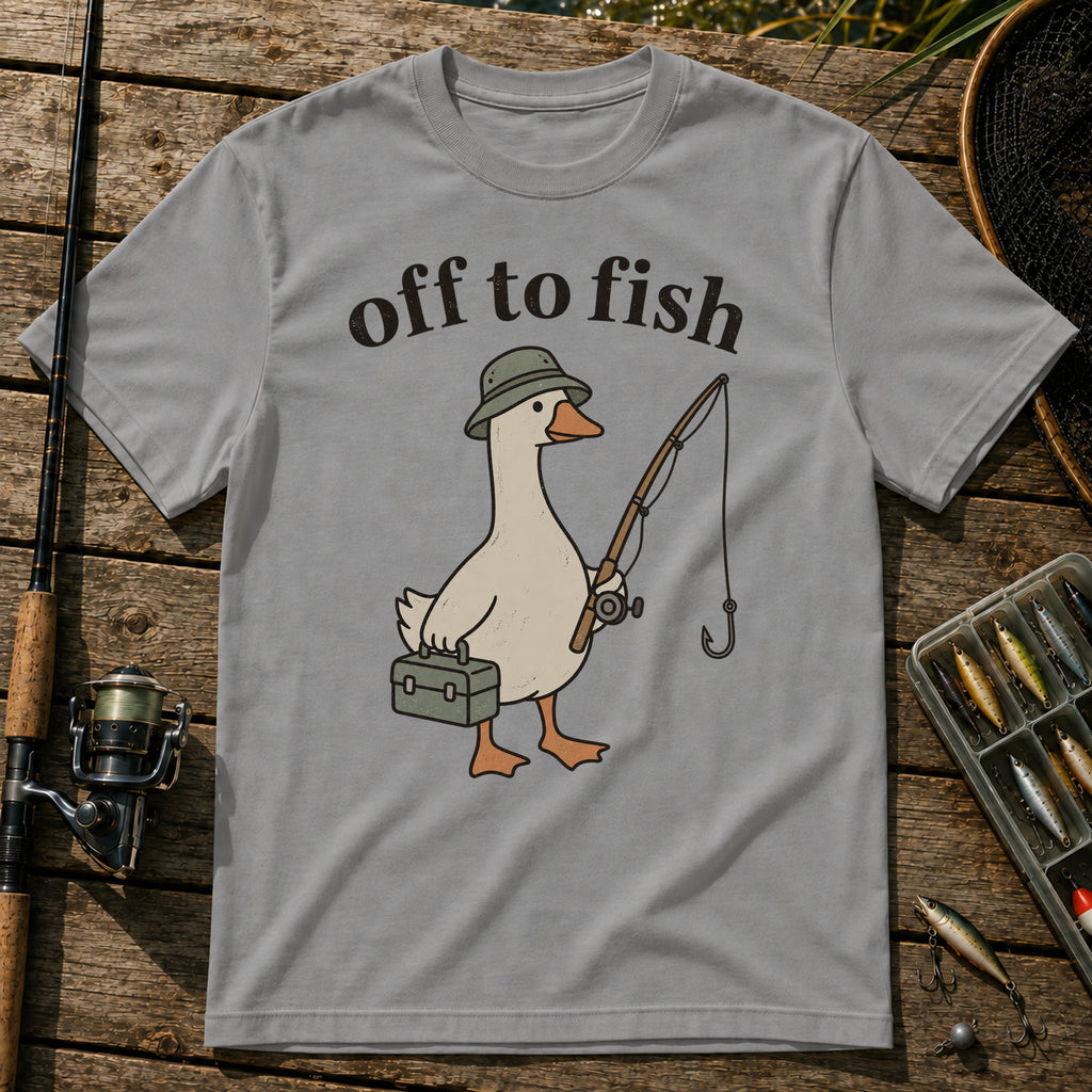 Off To Fish T-Shirt in Grey