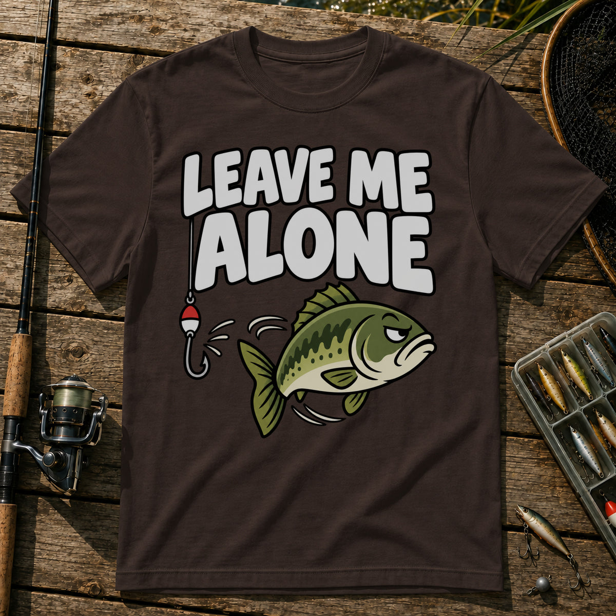 Fish Leave Alone T-Shirt in Brown
