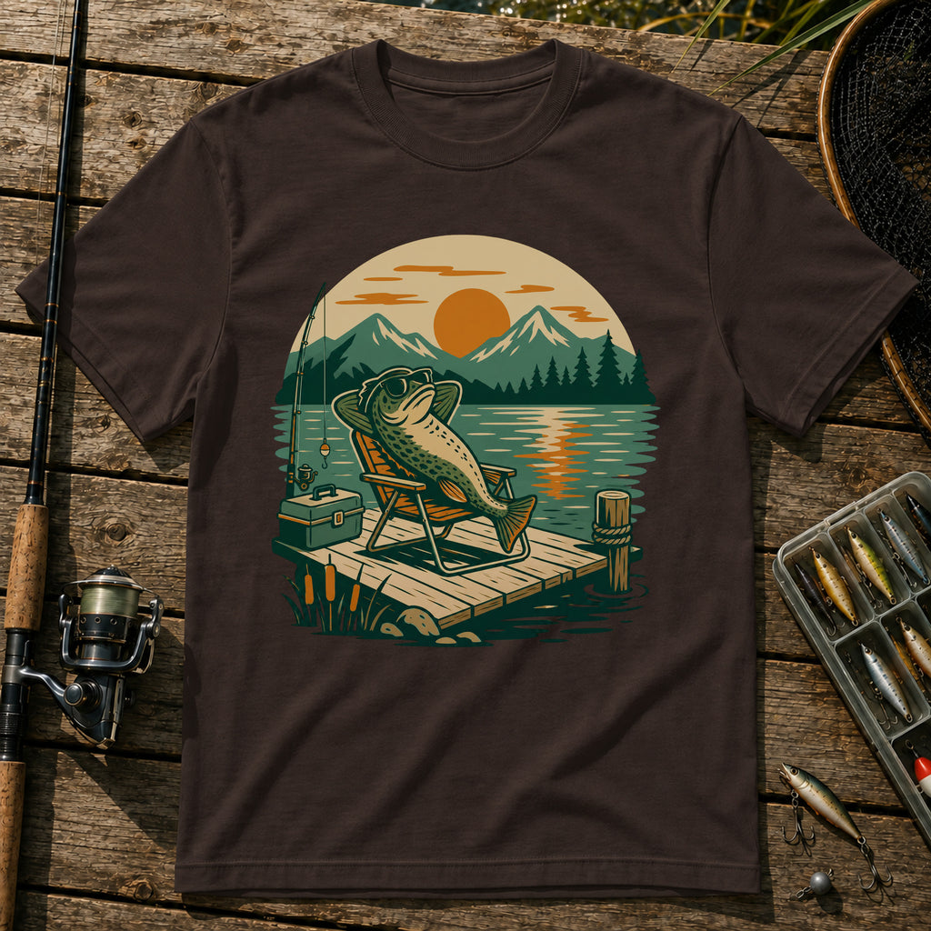 Vibing Fish T-Shirt in Brown