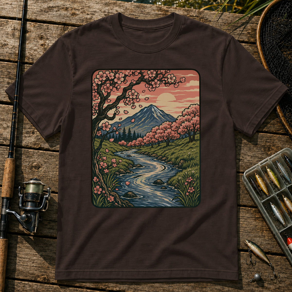 Cherry Blossom Setting T-Shirt in Brown