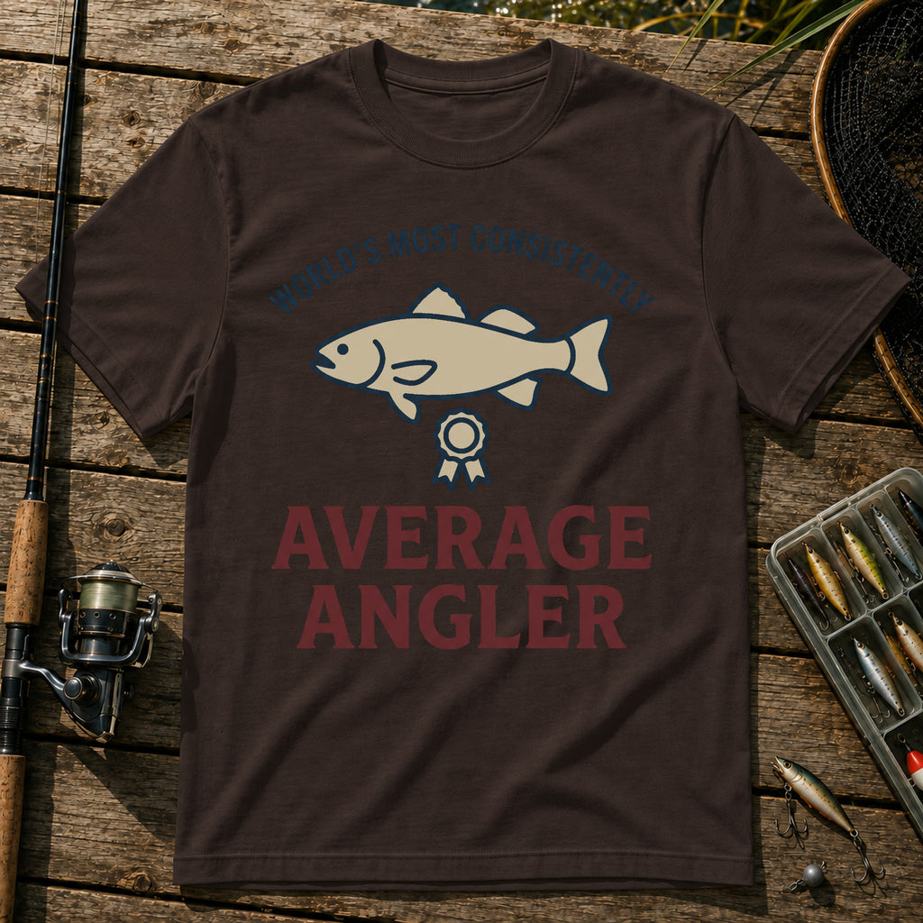 WORLD'S MOST CONSISTENTLY AVERAGE ANGLER T-Shirt in Brown