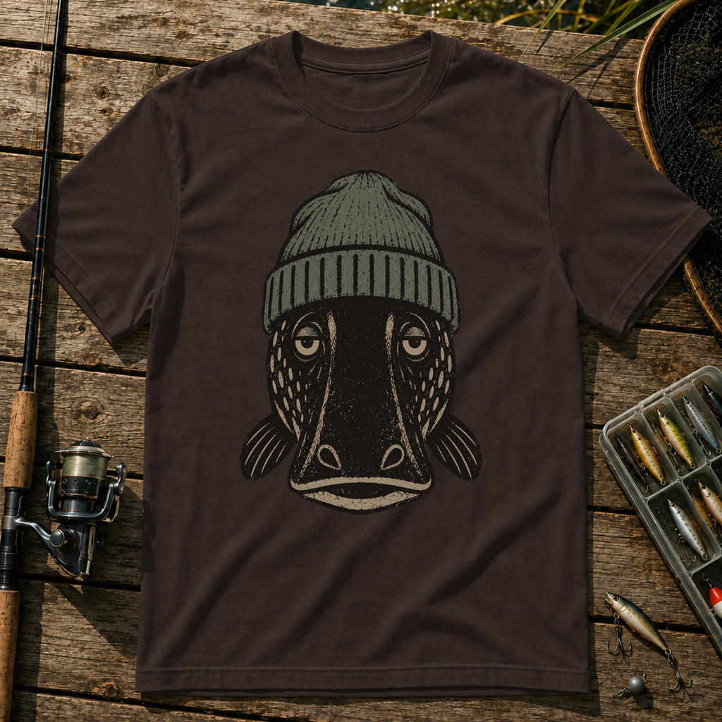 Straight Face Fish T-Shirt in Brown