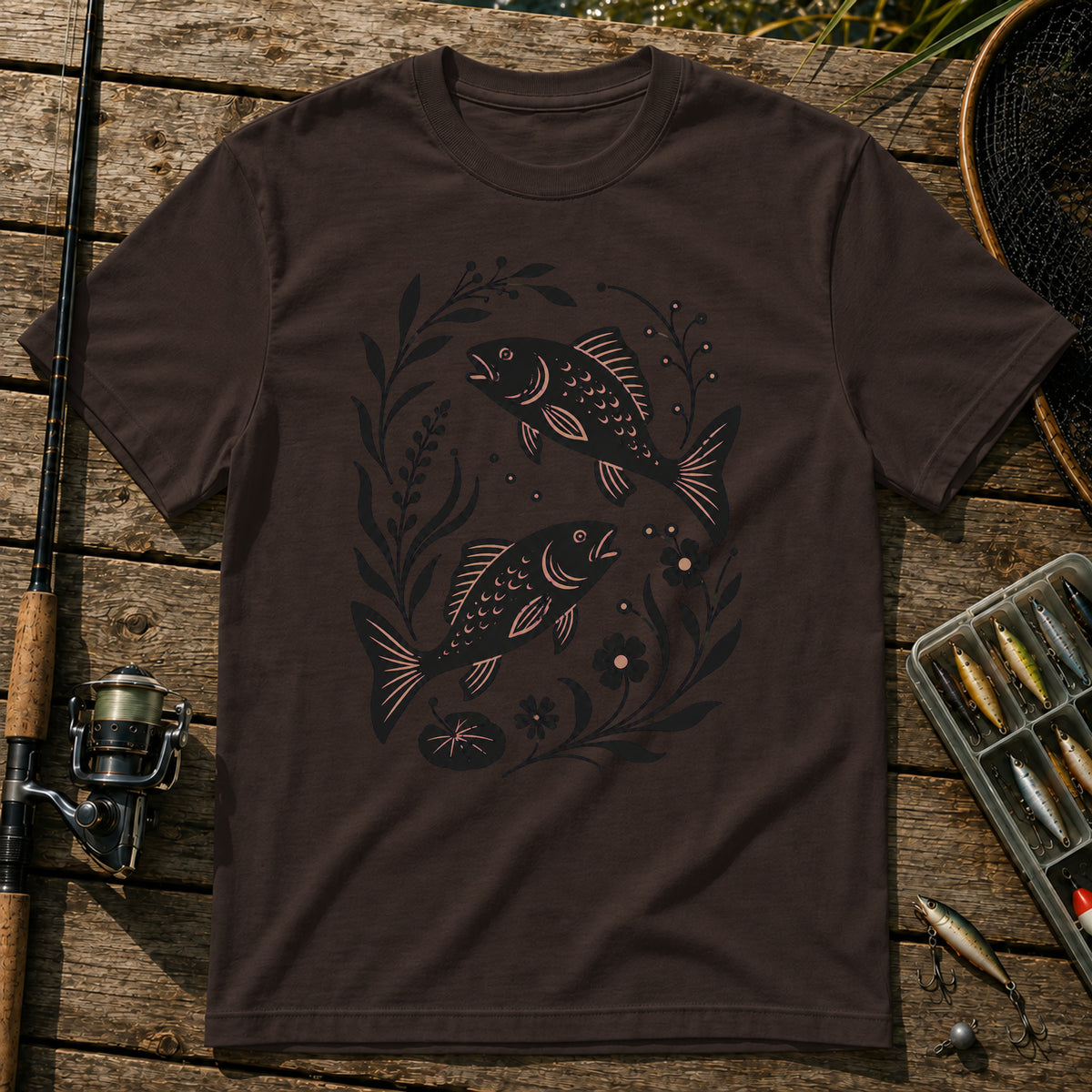 Flower Fish T-Shirt in Brown