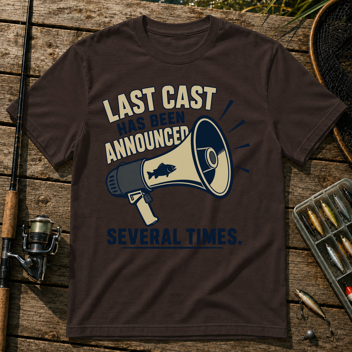 Last Cast Announce T-Shirt in Brown