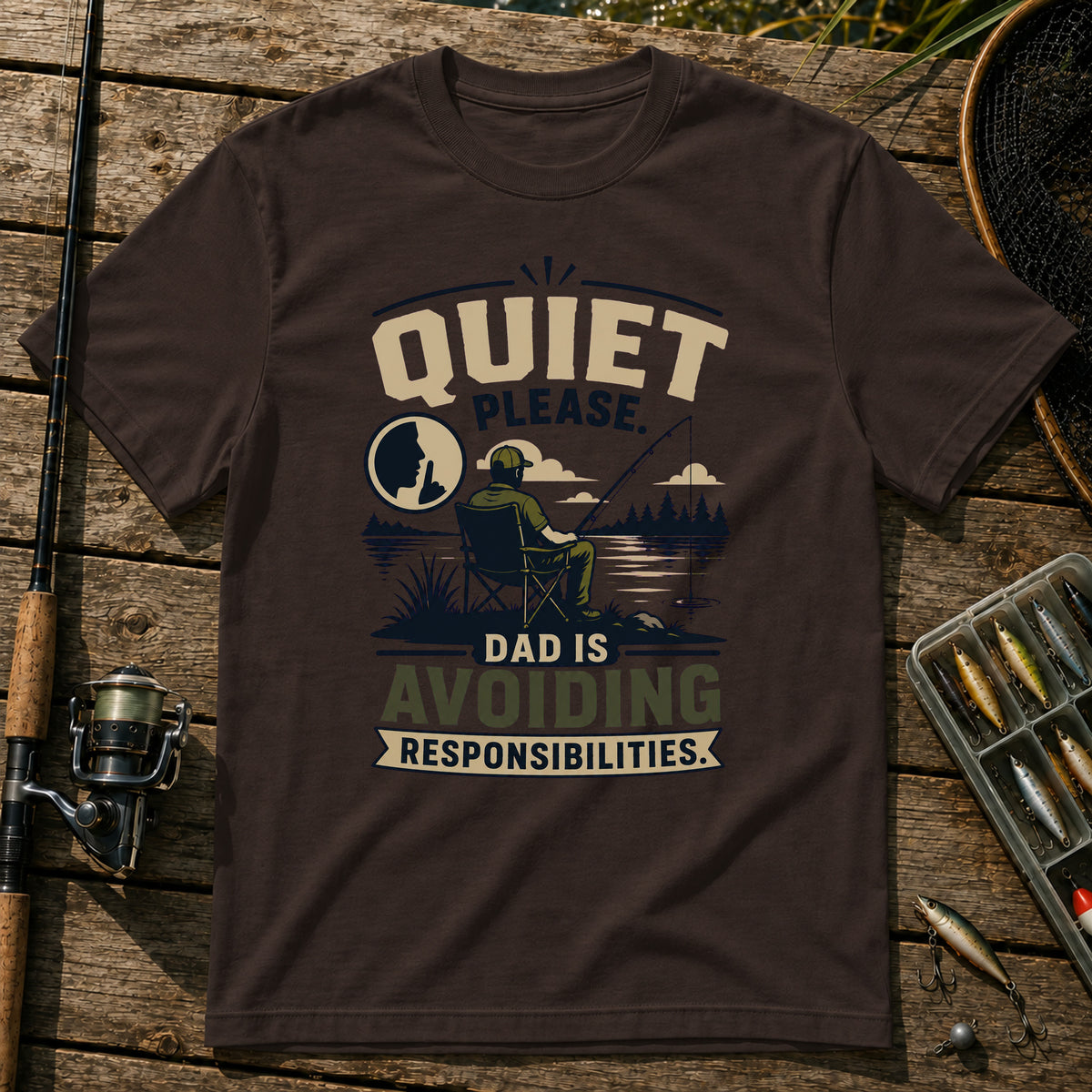 Quiet Please T-Shirt in Brown