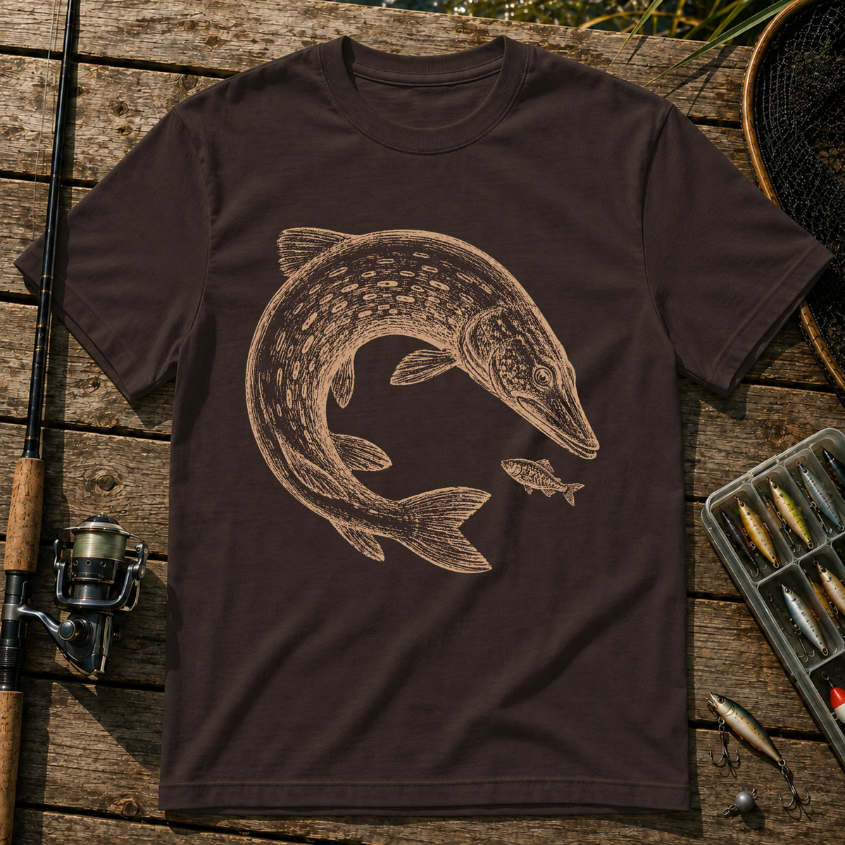 Fish Sizes T-Shirt in Brown