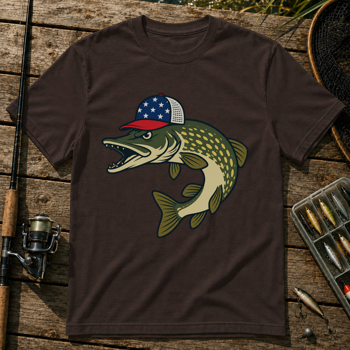 Pike US Hat T-Shirt in Brown