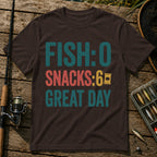 FISH: 0. SNACKS: 6. GREAT DAY T-Shirt in Brown