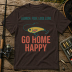 LAUNCH. FISH. LOSE LURE. GO HOME HAPPY T-Shirt in Brown