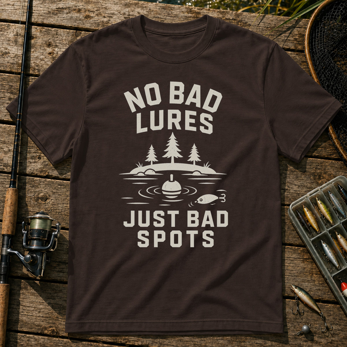 No Bad Lures T-Shirt in Brown