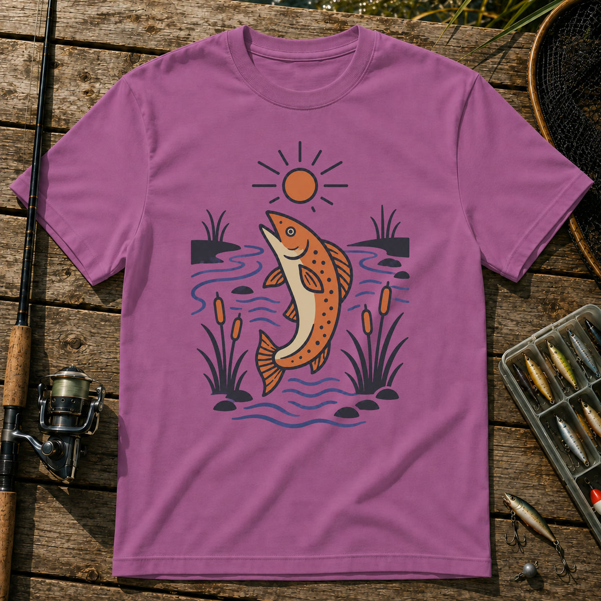 Fish Jump T-Shirt in Berry