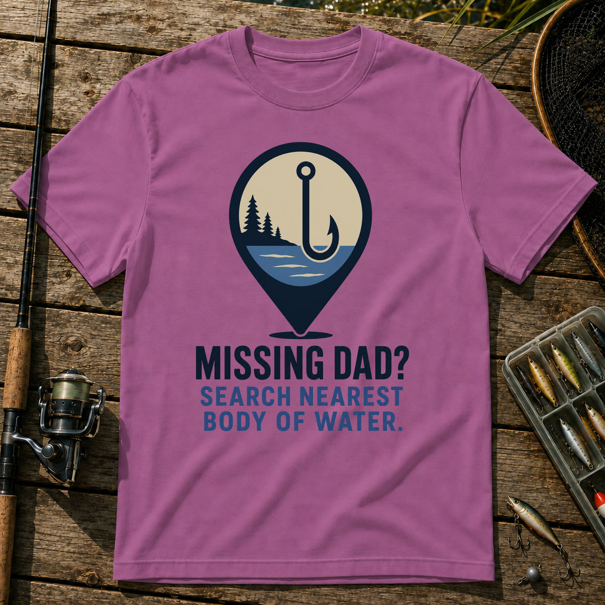 Missing Dad T-Shirt in Berry