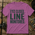 EYES CLOSED. LINE MONITORED. Typography T-Shirt in Berry