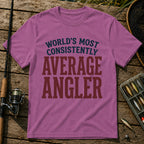 WORLD'S MOST CONSISTENTLY AVERAGE ANGLER Typography T-Shirt in Berry