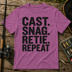 CAST. SNAG. RETIE. REPEAT Typography T-Shirt in Berry