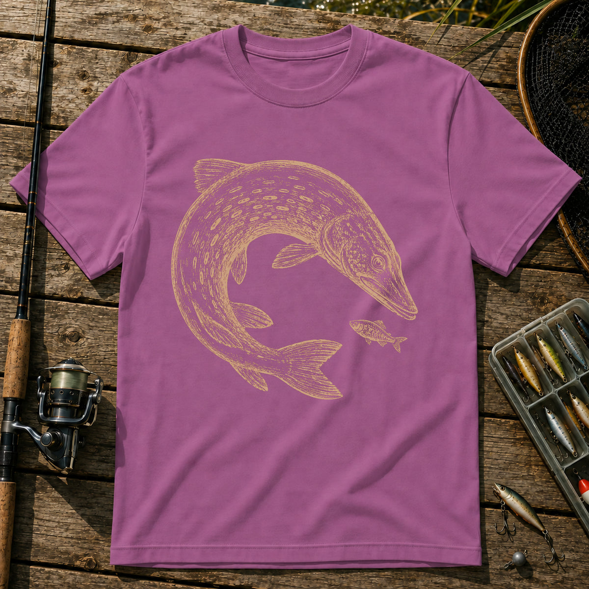 Fish Sizes T-Shirt in Berry