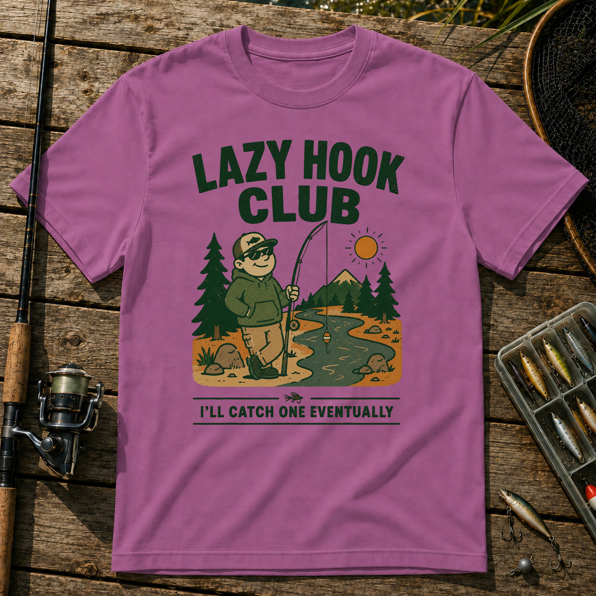 Fishing in Nature T-Shirt in Berry