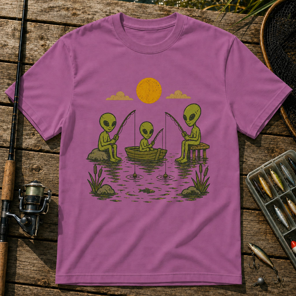 Alien Fishing T-Shirt in Berry