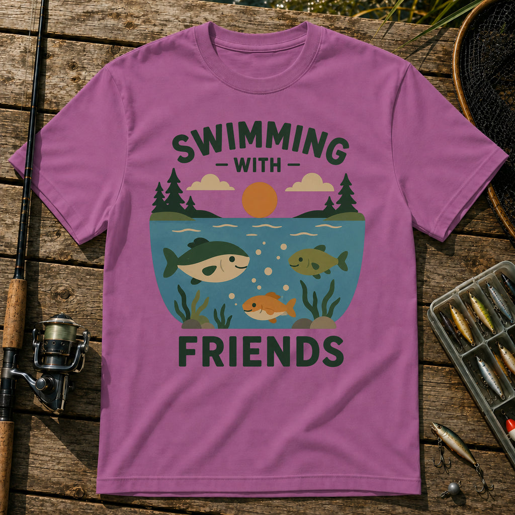 Swimming With Friends T-Shirt in Berry