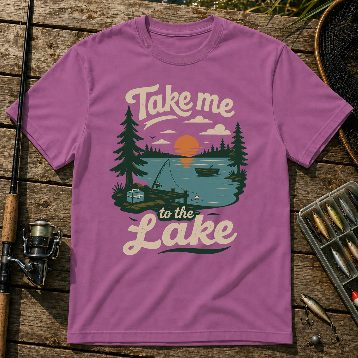 Take Me To The Lake T-Shirt in Berry
