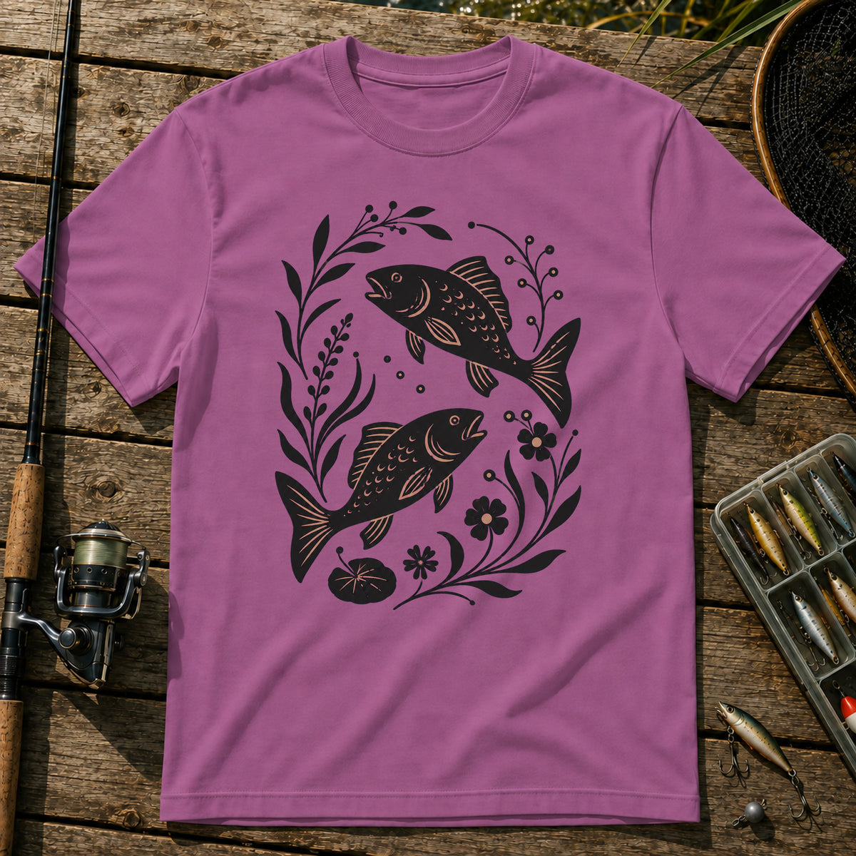 Flower Fish T-Shirt in Berry