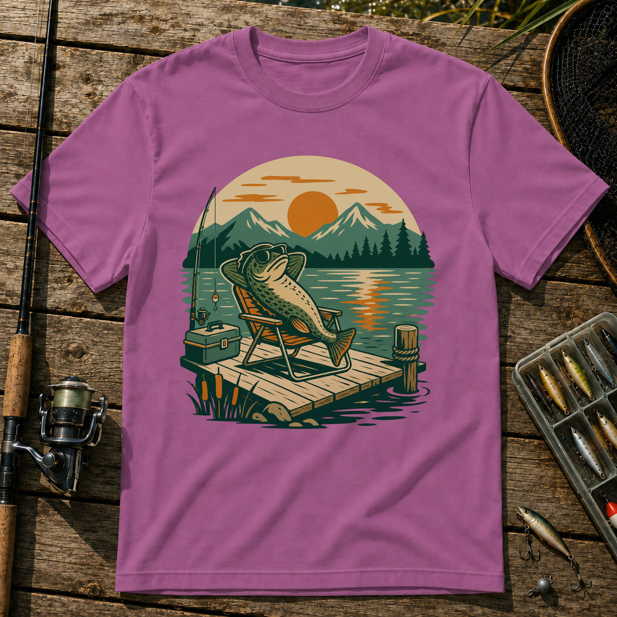 Vibing Fish T-Shirt in Berry