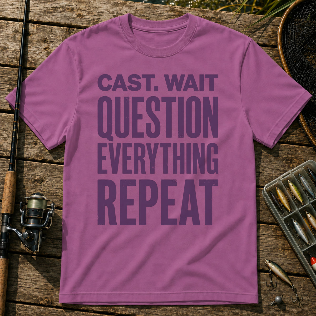 CAST. WAIT. QUESTION EVERYTHING. REPEAT Typography T-Shirt in Berry