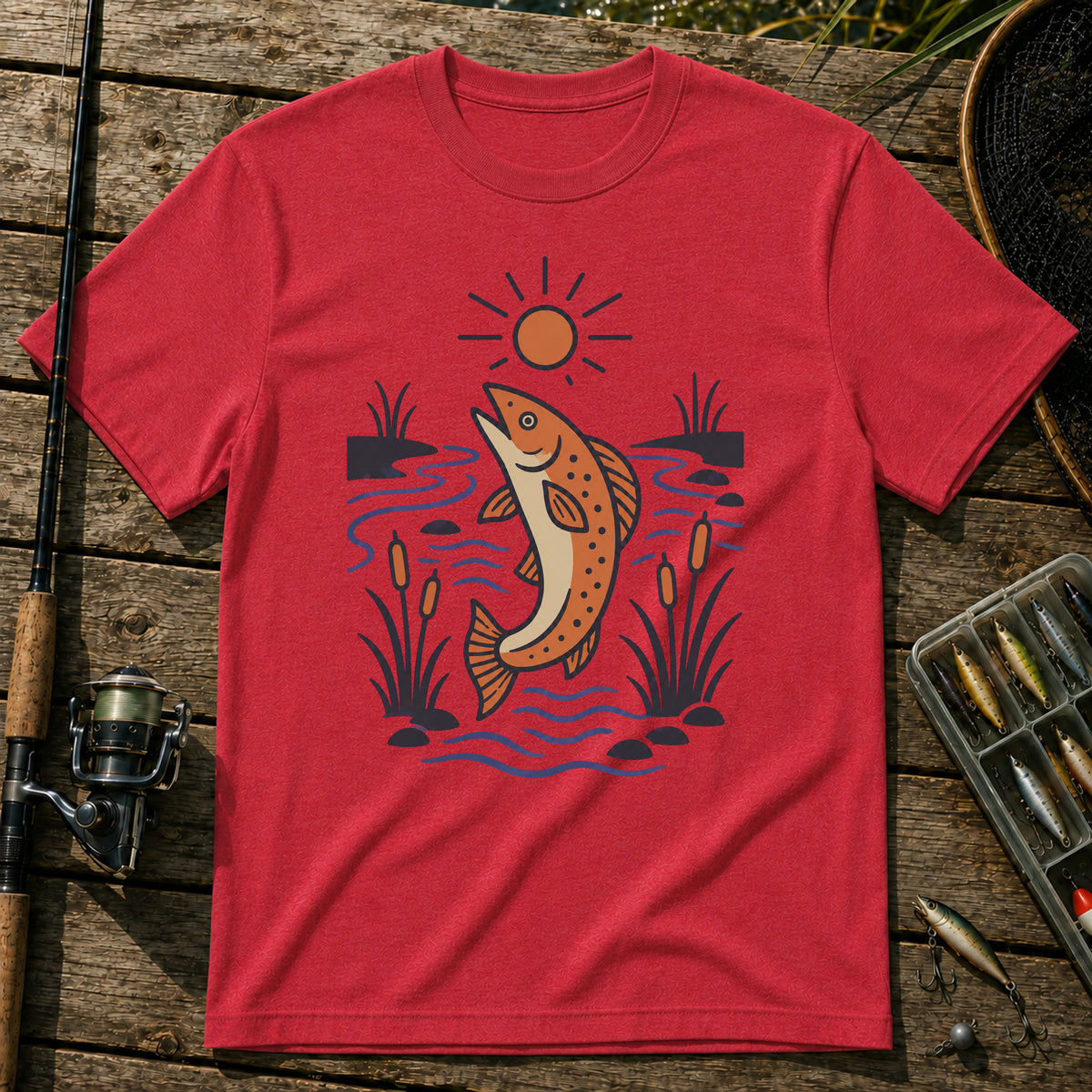 Fish Jump T-Shirt in Red