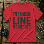 EYES CLOSED. LINE MONITORED. Typography T-Shirt in Red