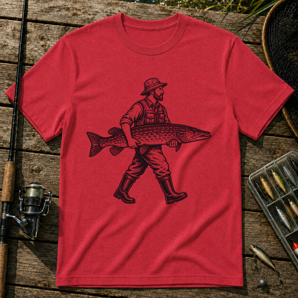 Man With Fish T-Shirt in Red