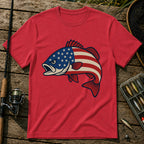 US Flag Fish T-Shirt in Red