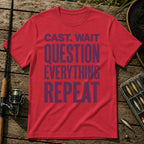 CAST. WAIT. QUESTION EVERYTHING. REPEAT Typography T-Shirt in Red