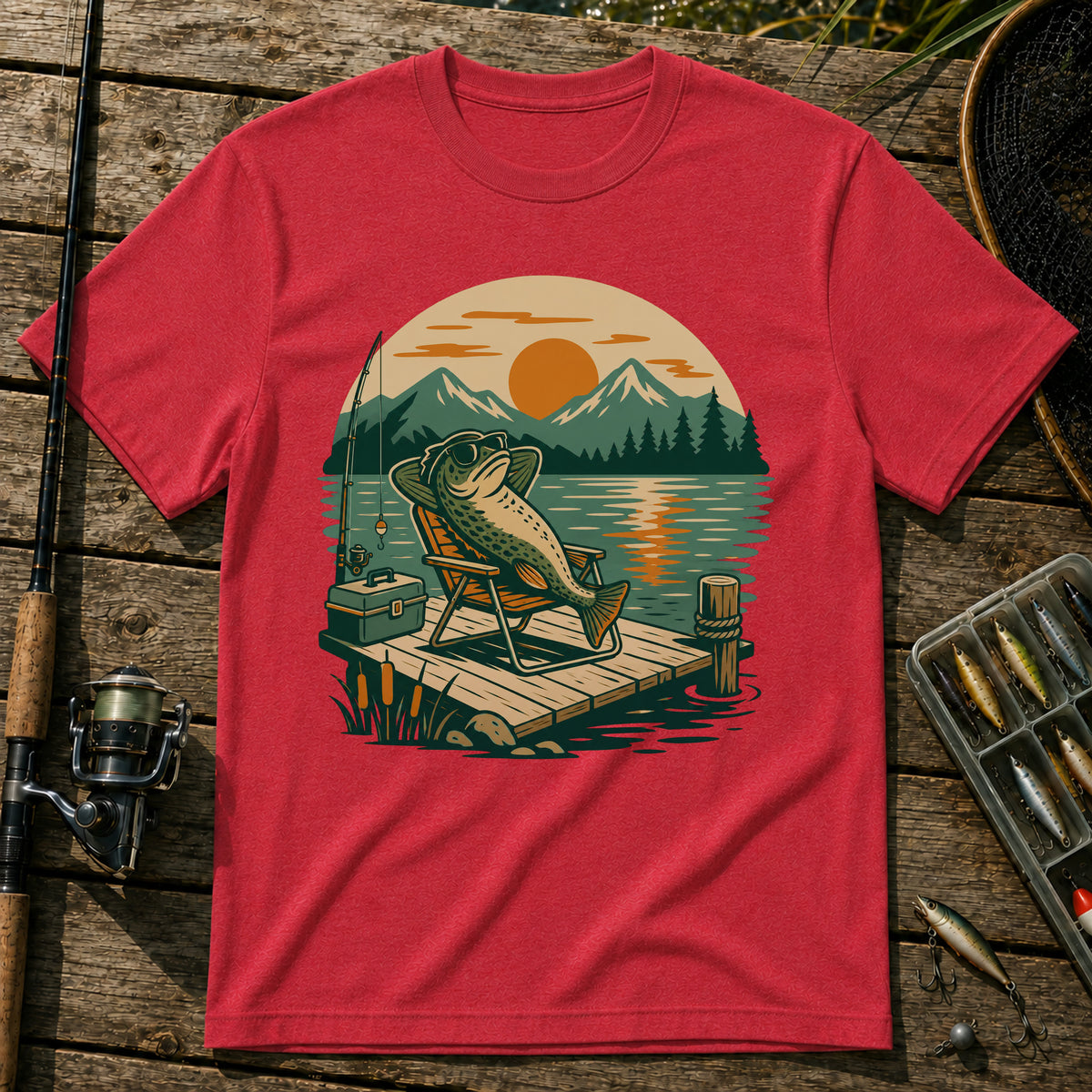 Vibing Fish T-Shirt in Red
