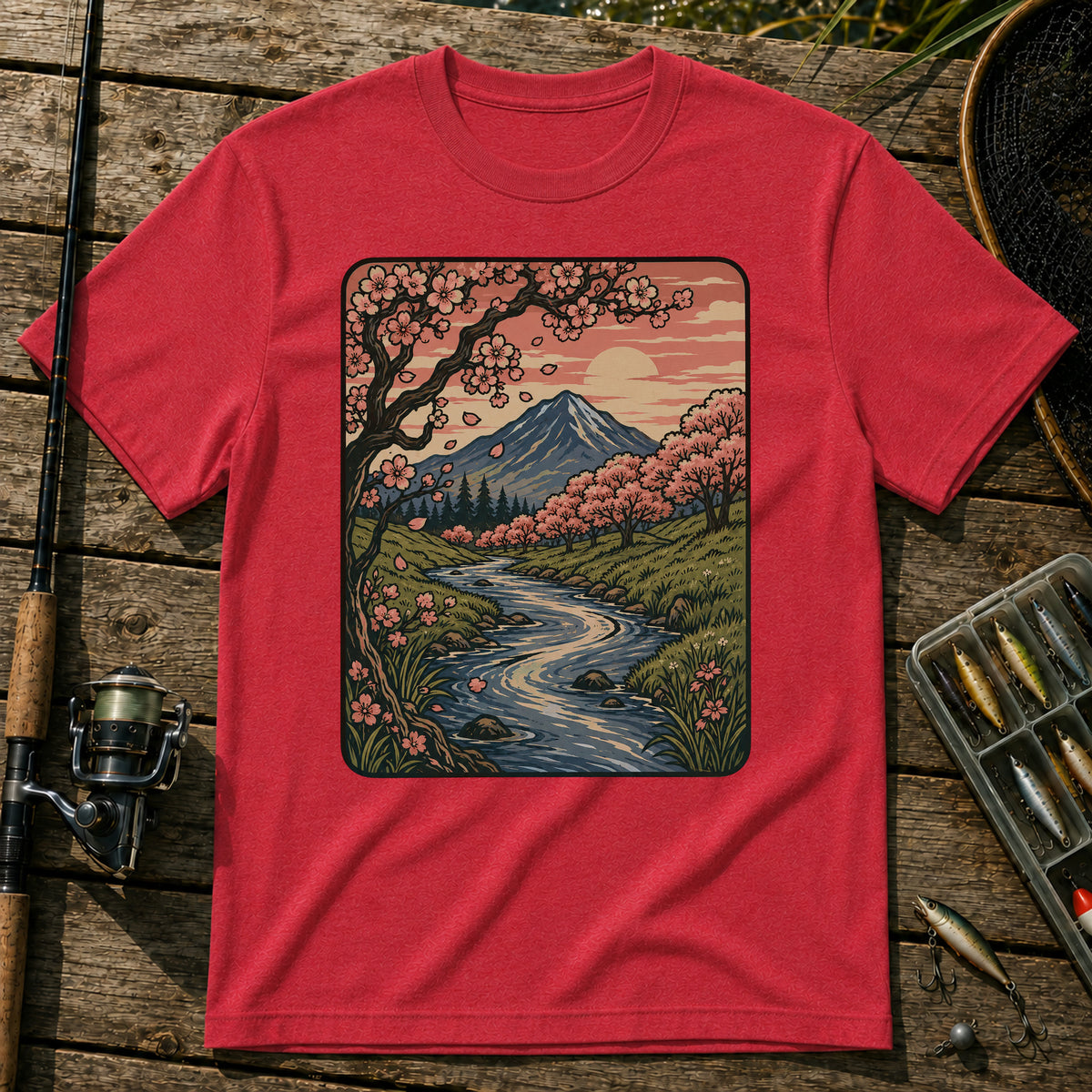 Cherry Blossom Setting T-Shirt in Red