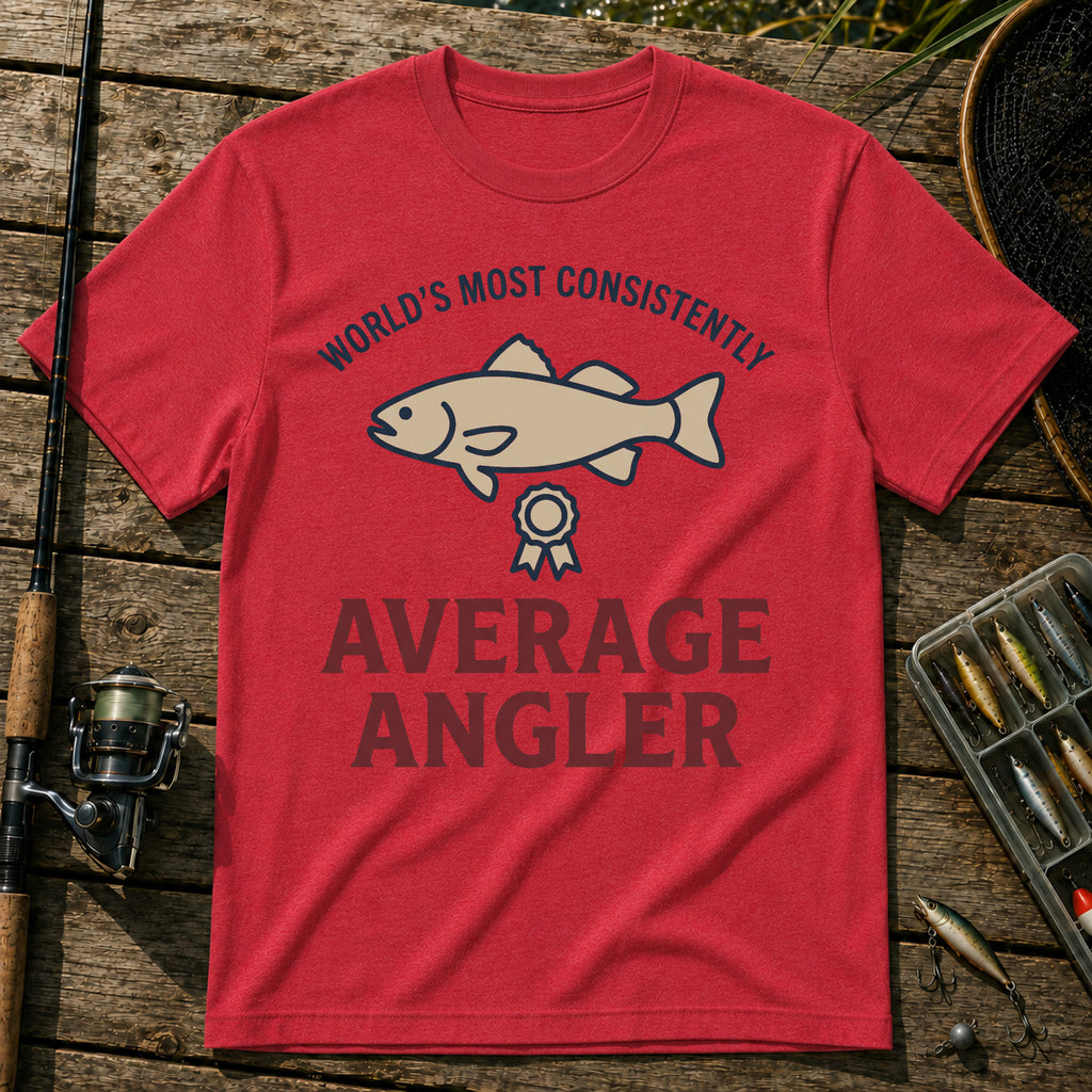 WORLD'S MOST CONSISTENTLY AVERAGE ANGLER T-Shirt in Red