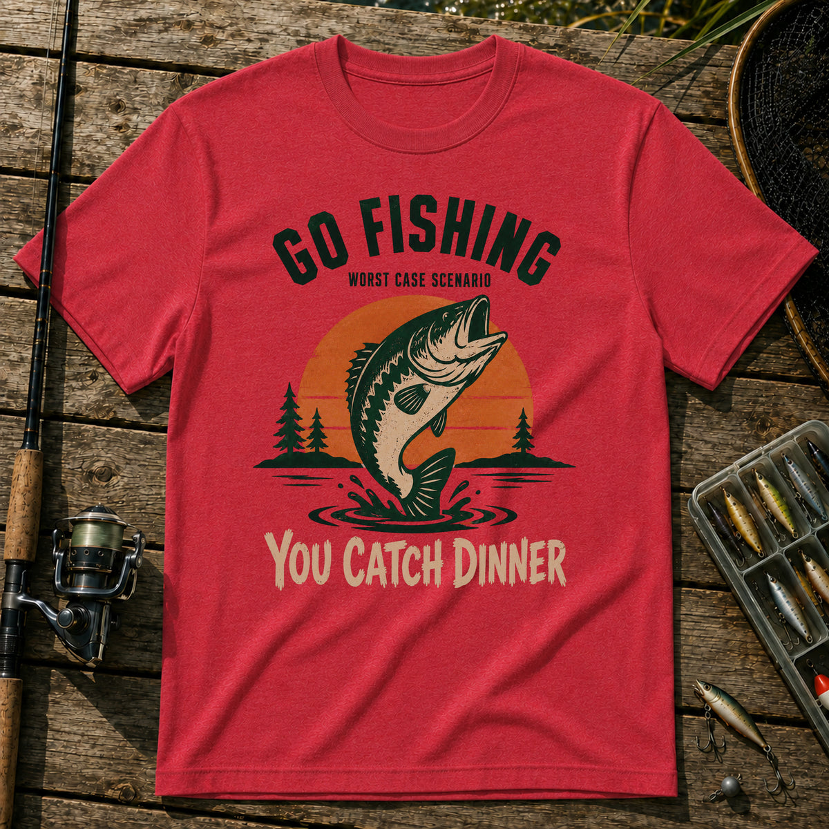 Go Fishing T-Shirt in Red