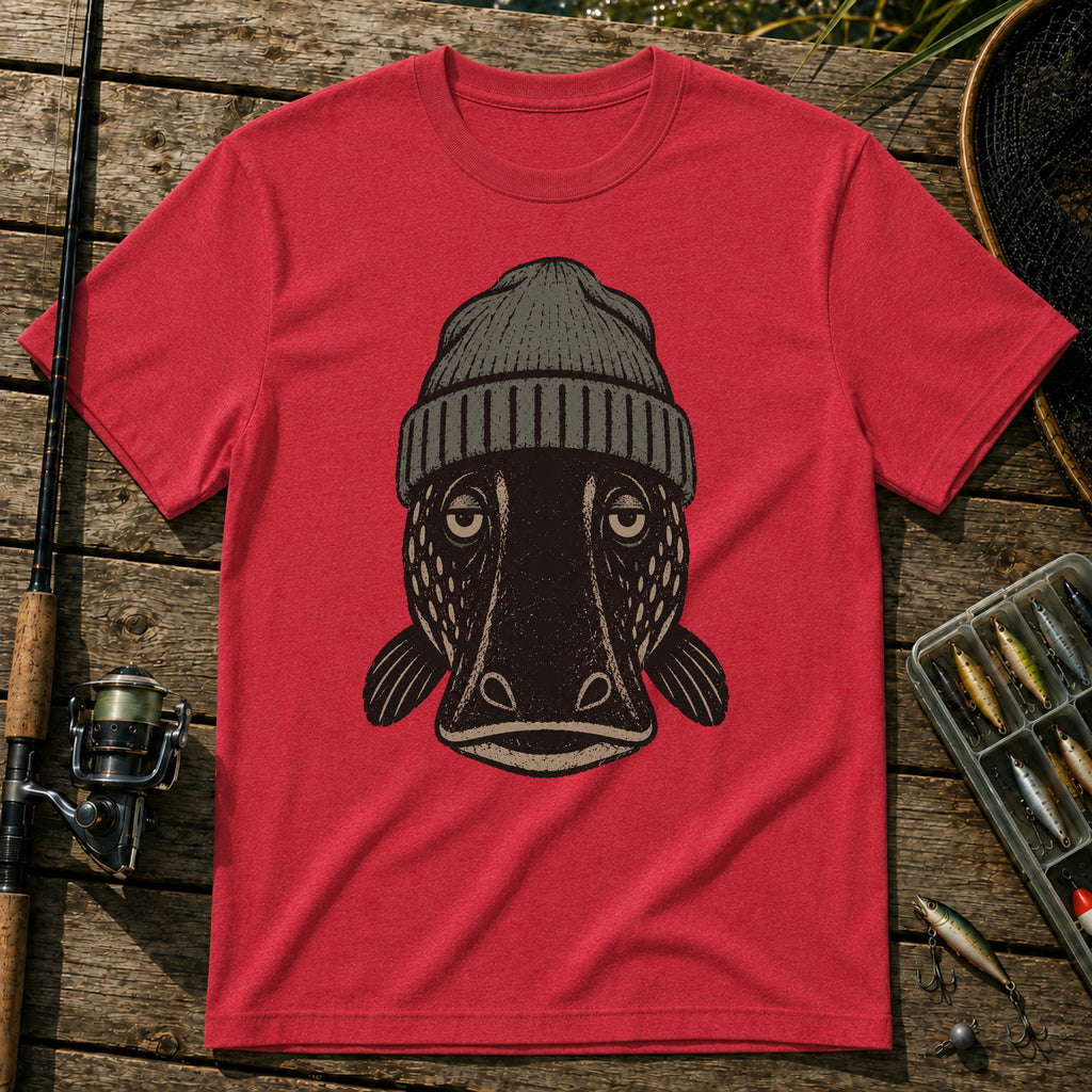 Straight Face Fish T-Shirt in Red
