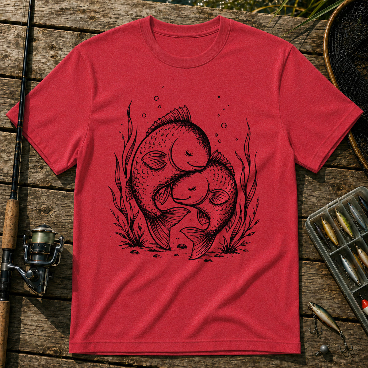Cuddling Fish T-Shirt in Red