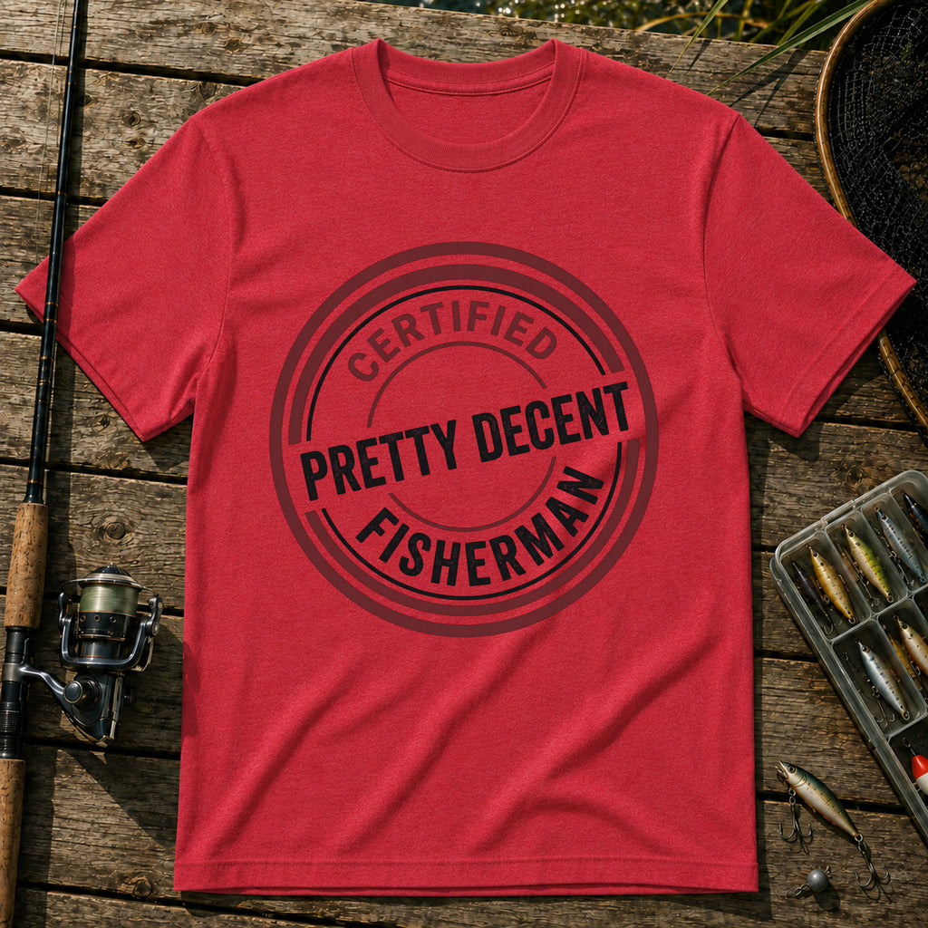 CERTIFIED PRETTY DECENT FISHERMAN T-Shirt in Red