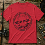 CERTIFIED PRETTY DECENT FISHERMAN T-Shirt in Red