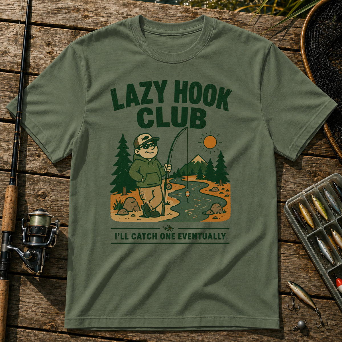 Fishing in Nature T-Shirt in Military